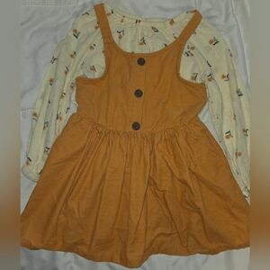 Cat & Jack Orange Dress with Floral Long Sleeve